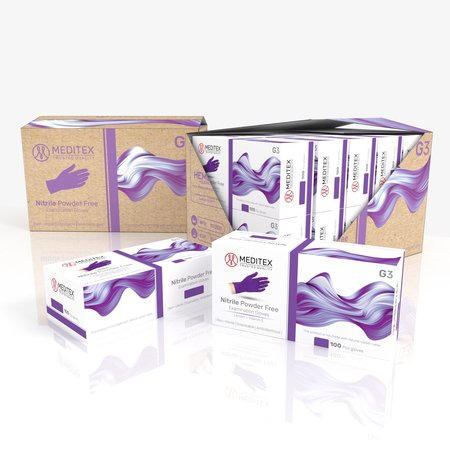 MEDITEX Meditex G3 (Case), Nitrile Exam Gloves, 4 mil Palm, Nitrile, Powder-Free, S, 1 PK, Lavender S
